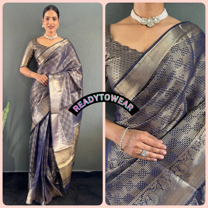 Golden Majesty – Ready-to-Wear Kanchi Border Tissue Silk Saree