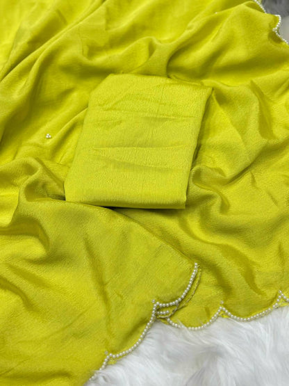 Avni – Lemon Yellow & Green Ombre Chinnon Saree