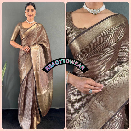 Golden Majesty – Ready-to-Wear Kanchi Border Tissue Silk Saree
